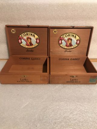 Corina Larks Cigar Box With Labels And Tax Stamp Vintage Wood Box