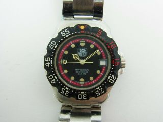 Tag Heuer Black Red Formula 1 F1 Mid Unisex 37.  5mm Swiss Watch Wa1214 Ss Band