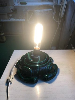 Vtg Atlantic Mold Ceramic Christmas Tree Base Light Only All Green 9” Overall