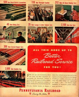 1948 Pennsylvania Railroad People Riding On Train Vintage Print Ad 1197