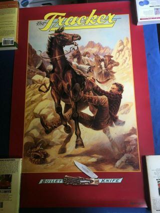 1990 Remington " The Tracker " Bullet Knife Poster Of Cowboy With Rattlesnake