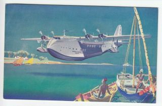 Vintage 1950s Imperial Airways The Empire Flying Boat Postcard