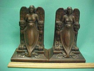 Antique Art Deco Bronze Jennings Brothers J.  B.  Bookends Comedy & Tragedy 1529