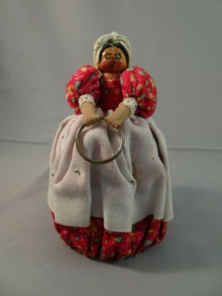 Ooak Vintage Handmade & Painted Folk Art Doll Pin Cushion