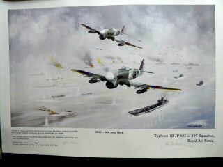 John Batchelor Signed Print Of Typhoon 1b Jp 682,  197 Squadron,  Raf.