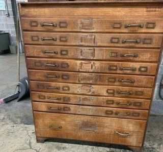 Vintage Flat File Cabinet For Blueprints,  Drawings,  Photos Or Maps