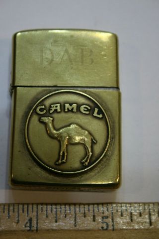 Vintage Zippo Brass Camel Cigarette Lighter Engraved " Dab " 2004 Jsh