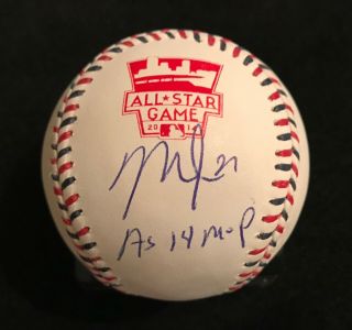 Mike Trout Autograph - Signed 2014 All - Star Logo Omlb - Mvp Inscrip Mlb Hologram