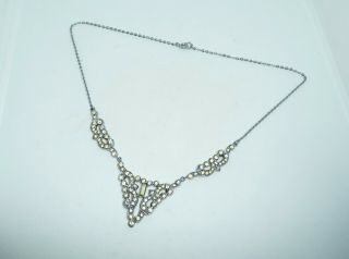 Vintage Art Deco Clear Rhinestone Crystal Necklace - Bridal Jewellery