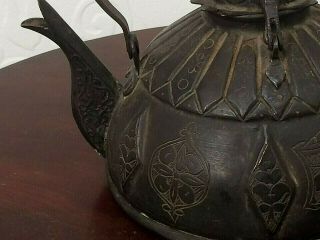 ANTIQUE 19THC MIDDLE EASTERN ISLAMIC ENGRAVED COPPER DALLAH TEA/COFFEE POT 2