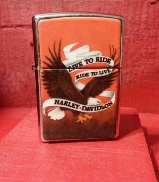 Vintage Zippo Lighter 1997 Harley Davidson (live To Ride Ride To Live) -