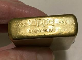 Vintage 1932 - 1990 ZIPPO Cigarette Lighter SOLID BRASS 2