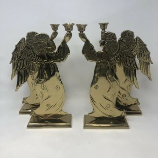 Vintage Solid Brass Angel Candle Stick Holders 12.  5 