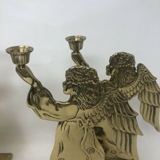 Vintage Solid Brass Angel Candle Stick Holders 12.  5 ' Set Of 4 Christmas Decor 2