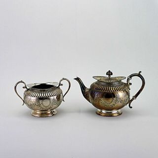 Antique Mappin Brothers Silver Plate Teapot & Sugar Bowl