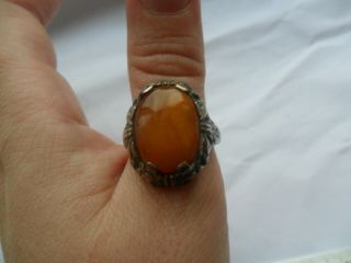 Vintage jewellery arts and crafts silver ring butterscotch amber 2