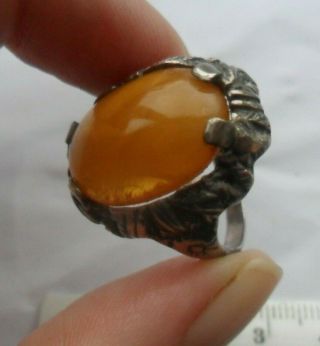 Vintage jewellery arts and crafts silver ring butterscotch amber 3