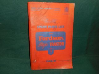 Vintage Spare Parts List For Fordson Major Tractor 1945/51