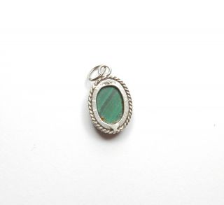 Vintage Malachite Pendant Oval Small 925 Sterling Silver 2.  8g 2