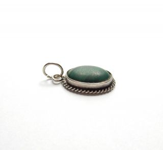 Vintage Malachite Pendant Oval Small 925 Sterling Silver 2.  8g 3