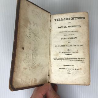 1st Ed.  1824 Rare Antique Book Village Hymns For Social Worship Nettleton Watts