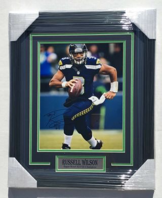Psa/dna Seattle Seahawks 3 Russell Wilson Signed Autographed Framed Photo