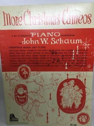 More Christmas Cameos Piano John W.  Schaum 1959 Music Sheet Book Vintage K5