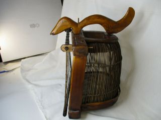 Antique Vintage American Folk Art Primitive Wooden Carrier Pigeon Bird Cage 2