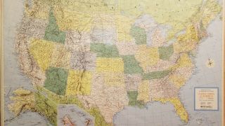 32x50 Vintage Rand Mcnally Cosmopolitan Series Laminated Wall Map Of Usa