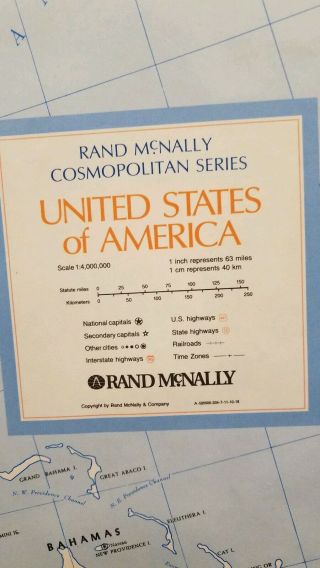 32x50 Vintage Rand McNally Cosmopolitan Series Laminated Wall Map Of USA 2