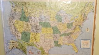 32x50 Vintage Rand McNally Cosmopolitan Series Laminated Wall Map Of USA 3