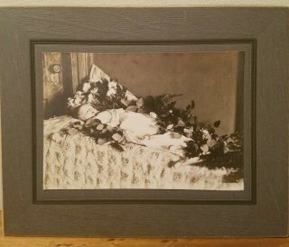 1918 Infant Girl Post Mortem Antique Photo.  Funeral Memorial Photo