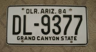 44 - Arizona 1984 Dealer License Plate,  With Attached Paperwork