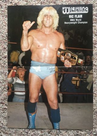 Vintage Ric Flair 1982 Pwi Nwa Heavyweight Champion Wrestling Pin - Up Poster