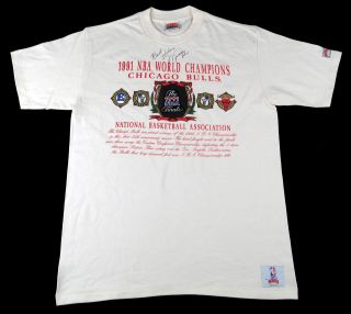 Michael Jordan Signed 1990 - 91 Chicago Bulls First Championship Tee - Shirt Jsa
