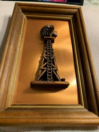 Vintage.  Windmill Wall 3 - D Copper Art Picture By Copperama Signed Victor