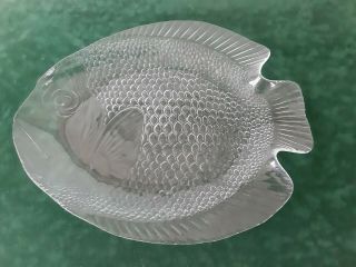 Vintage French Arcoroc Large Glass Fish Design Serving Dish