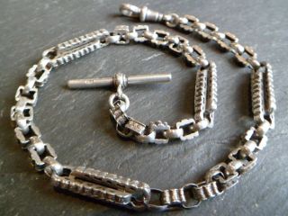 Rare Victorian Fancy Link Solid Silver Albert Pocket Watch Chain