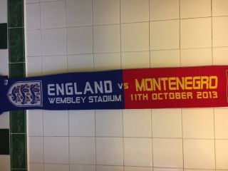 Vintage England Football Scarf England V Montenegro Wembley 11th October 2013