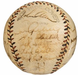 1935 Ny Yankees Team 25x Signed Baseball W/ Babe Ruth Lou Gehrig Hof Jsa Loa