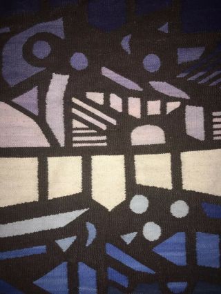 RARE Mid Century Modern VINTAGE Geometric Stained Glass WOVEN WALL TAPESTRY 2
