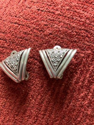 Art Deco Vintage Sterling Silver And Marcasite Clip Earrings.