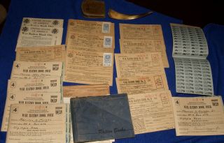 20 Vintage War Ration Books 1,  2,  3 & 4 Most W/stamps & Old Coin Purse