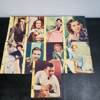 9 Vtg Movie Star Photo Pages Clark Gable,  Gary Cooper,  Crawford,  Rogers,  Young