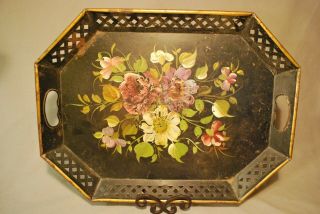 Large Authentic Antique Hand Painted Shabby Chic Tray 20 