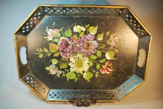 Large Authentic Antique Hand Painted Shabby Chic Tray 20 