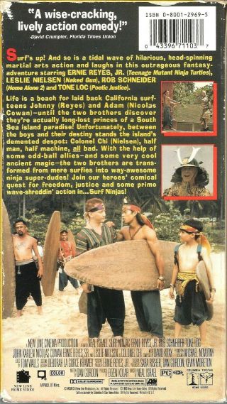 Surf Ninjas VHS 1993 Ernie Reyes Jr Rob Schneider Leslie Nielsen Tone Loc VTG 2