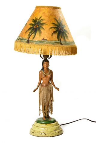 Antique Hula Girl Lamp
