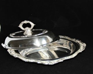 Elegant Vintage Wallace Baroque Silver Plate Oval Serving Dish With Lid