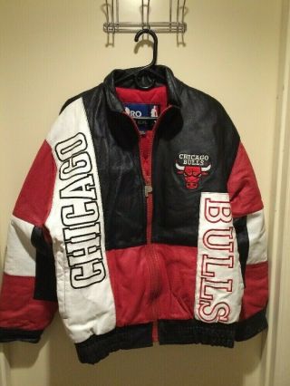Vintage Pro Player Nba Chicago Bulls Leather Jacket Size (medium) Adults